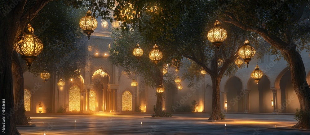 Enchanted Courtyard at Dusk Enchanted Courtyard at Dusk