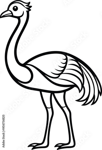 Ostrich silhouette, Ostrich silhouette vector, emu bird black silhouette, vector illustration