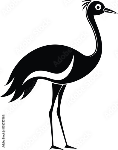 Ostrich silhouette, Ostrich silhouette vector, emu bird black silhouette, vector illustration