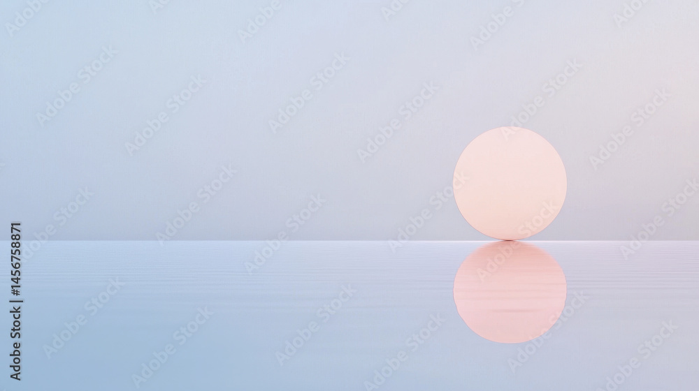 minimalistic pastel landscape featuring soft pink sphere reflecting on calm surface, evoking tranquility and serenity minimalistic pastel landscape featuring soft pink sphere reflecting on calm surface, evoking tranquility and serenity