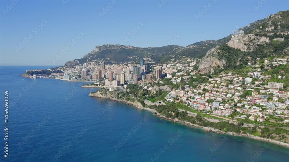 Aerial view of Monaco on the French Riviera - Sunshine above the richest city state in the World Aerial view of Monaco on the French Riviera - Sunshine above the richest city state in the World