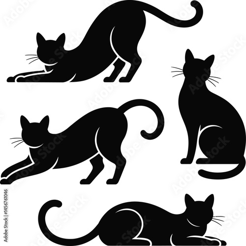 Black Cat Silhouette Sitting Royalty ......