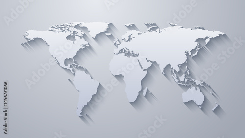 3D Globe World Map Template. 3D wolrd map Design for Education, Science, Web Presentations. Realistic Vector Illustration. 3D world map with realistic depth effect vector illustration.