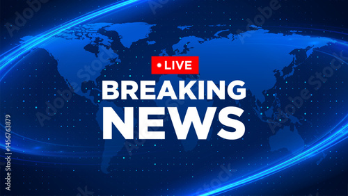 Breaking news sign on globe background. Breaking news colorful promotion template. News Announcement  Banner label vector. Breaking news sign