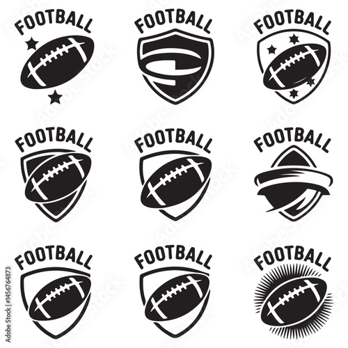 Football icon emblem logo set Vector Black silhouettes. with white background