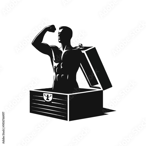 Boxer pose silhouette vector