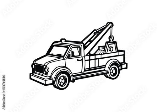 Silhouette of tow truck isolated on a white background