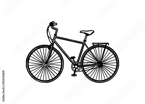 Silhouette of touring bike isolated on a white background