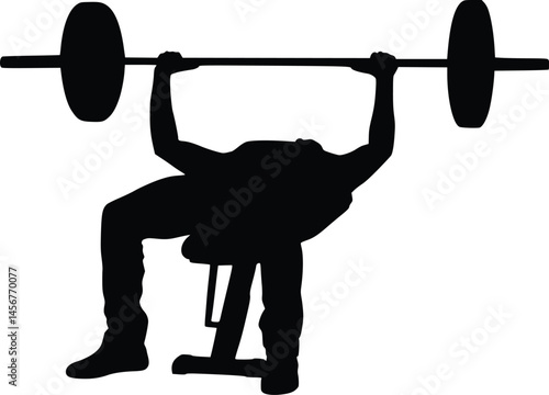 Bench Press Athlete Silhouette – Strength and Power Motion Graphic for Fitness, Bodybuilding, and Training Design