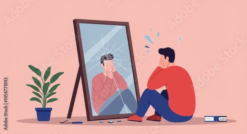 Shattered Reflection: A Man's Struggle with Internal Conflict and Mental Health