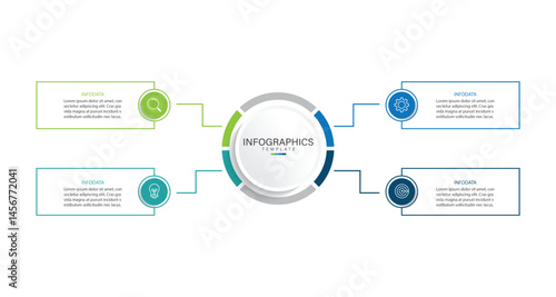 Vector infographic label design with circle infographic template design and 4 options or steps. Can be used for process diagram, presentations, workflow layout, banner, flow chart, info graph.