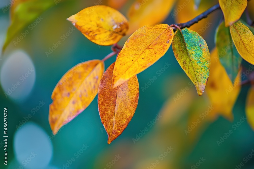 Obraz premium Vibrant autumn leaves showcasing a kaleidoscope of color in nature's embrace