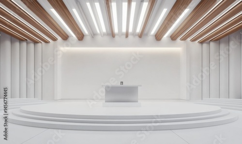 Modern Minimalist Presentation Stage with Bright Lighting and Space