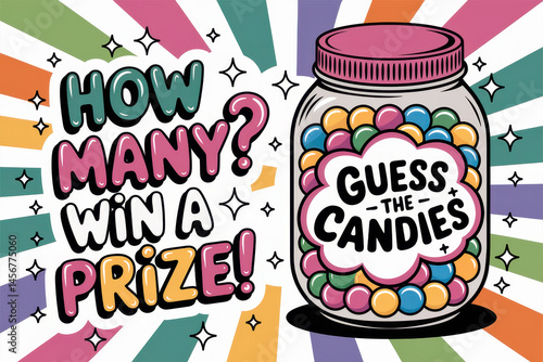 Colorful candy jar challenge: guess the number and win exciting prizes