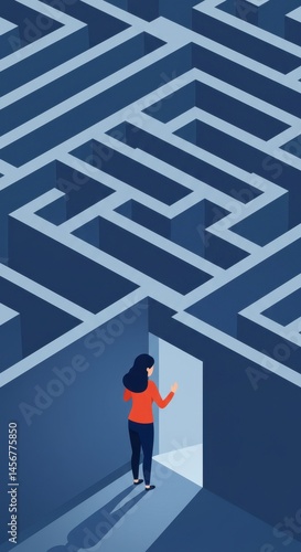 Woman at the Exit of a Complex Maze: A Metaphor for Problem Solving and Finding Solutions