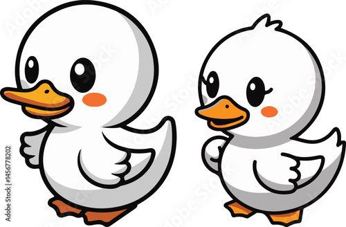 duck vector, cartoon duck, baby duckling, cute duck drawing, yellow duck, duck clipart, farm animal vector, waterfowl illustration,