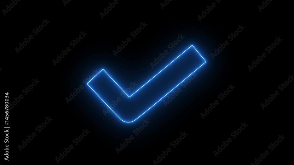 Check mark inside a circle animated. glowing neon line check mark icon animation. tick mark, done, complete .and success animated.