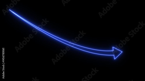 Wallpaper Mural Glowing neon business chart arrow with upward and down animation on black background. Torontodigital.ca