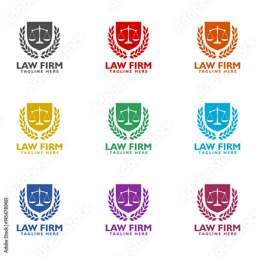 Law firm logo  icon isolated on white background. Set icons colorful
