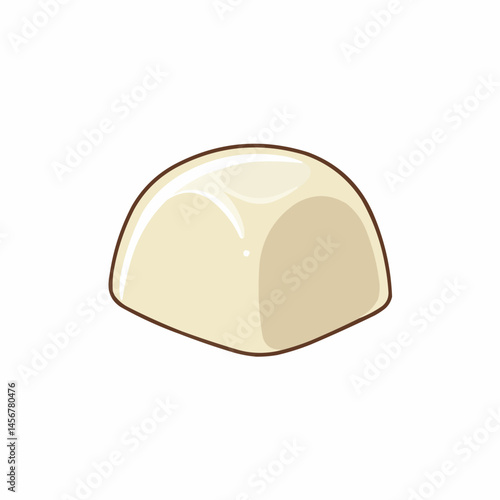 Portion of a banana with a beige interior and brown exterior. Cartoon style illustration