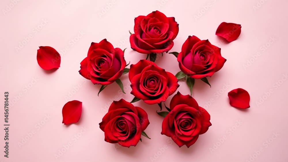 A group of red roses on a pink background. A group of red roses on a pink background.