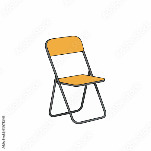 An illustration of a yellow folding chair on a white background in a simple, cartoon style
