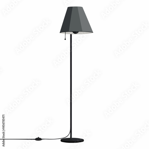 Sleek floor lamp stands with grey shade on white