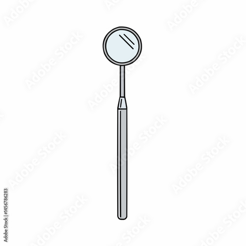 A dental mirror is isolated on a white background, useful for examining teeth