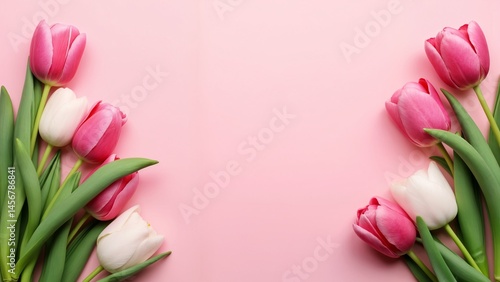 Wallpaper Mural A bunch of pink and white tulips on a pink background. Torontodigital.ca