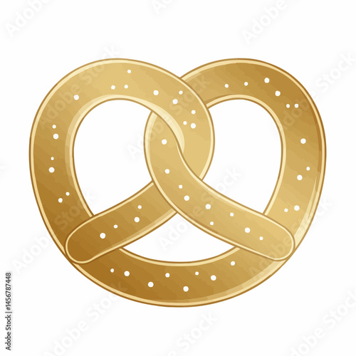 A golden pretzel on white, with visible salt grains, half-cut