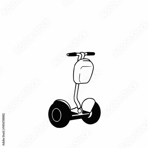 Minimalist illustration of a scooter in black lines over a white background