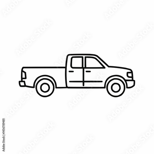 Minimalist line art of a pickup truck's outline, showcasing its simplistic design