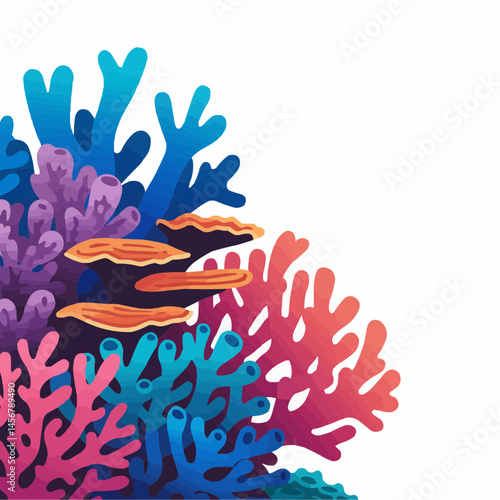Colorful coral reef in a blue and purple gradient with unique shapes