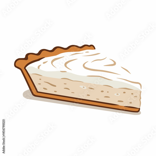 A slice of dessert pie, with a crusty brown edge, and white cream filling