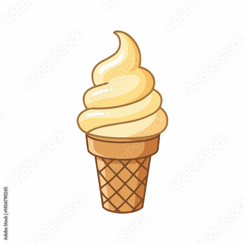 Creamy yellow swirl. The perfect frozen dessert in warm sunny colors with brown outlined edges.