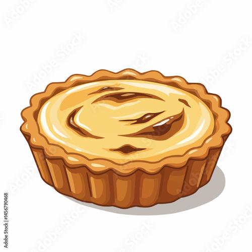 Creamy, baked filling with wavy, flaky crust on a round dessert pie