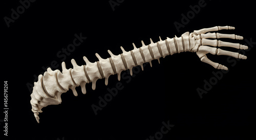 Human Thoracic and Lumbar Spine with Hand Detailed Anatomical View