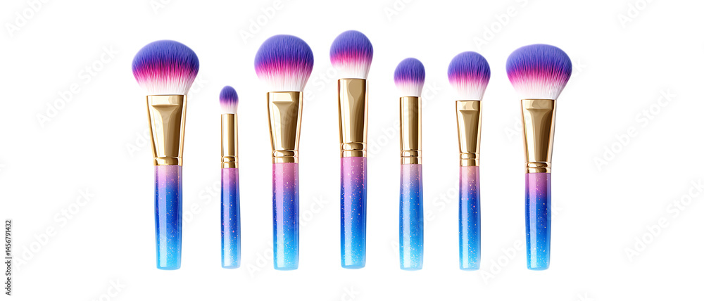 Set of Three Makeup Brushes Against Transparent Background Set of Three Makeup Brushes Against Transparent Background