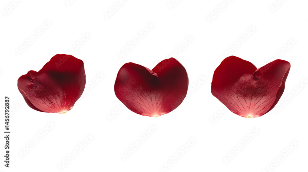 Fototapeta premium Set of Three Red Heart-Shaped Objects Against Transparent Background