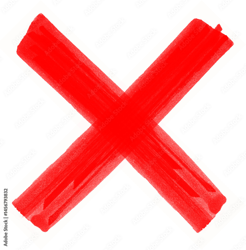 Obraz premium Red Cross Mark Symbol Hand Drawn with Marker on Transparent Background