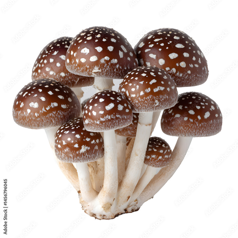 Obraz premium Brown Spotted Mushroom Cluster Transparent PNG