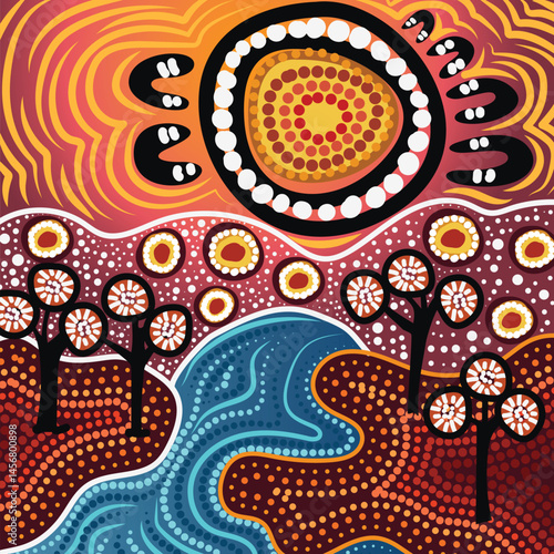 A remarkable aboriginal dot artwork that highlighting the beauty of nature