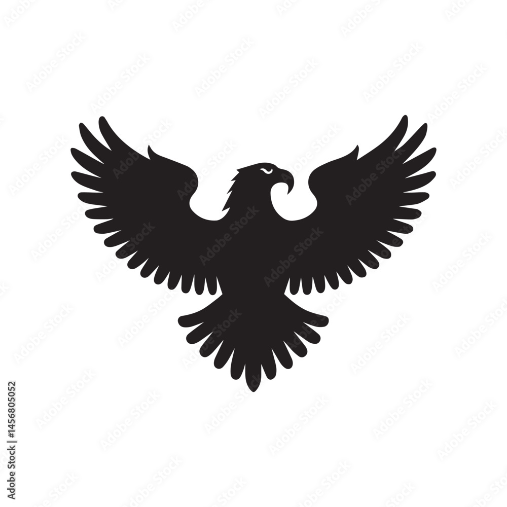Fototapeta premium Eagle Silhouette Vector – Majestic Bird Icon in Flight for Power, Freedom, and Heraldry Design