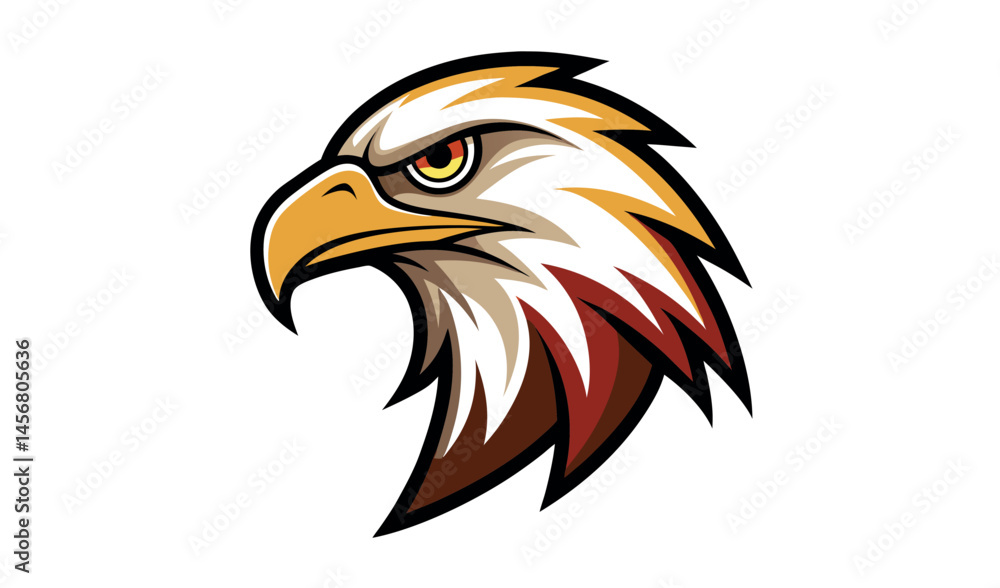 Fototapeta premium The majestic bald eagle, a wild bird with a powerful beak, is showcased in a striking portrait against a black background, emphasizing its iconic head and feathers, a symbol of American freedom