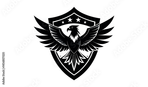 Heraldic vector design features a winged shield, an emblem with eagle wings, a royal symbol often found in vintage crests and banners