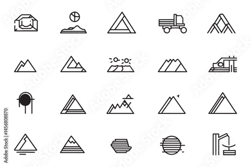 Bauxite ore line drawing style
