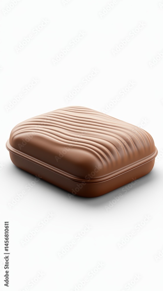 Obraz premium Brown Chocolate Candy Bar in Studio Shot on White Background with Wavy Pattern and Smooth Texture for Confectionery Product