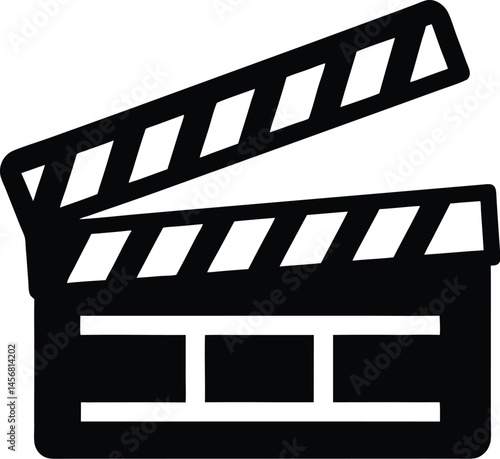 Movie clapperboard silhouette, Clapperboard glyph icon, Movie clapper board, Clapboard Silhouette, vector illustration