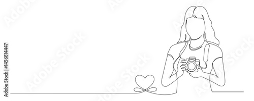 continuous one line vector illustration of photographer 5