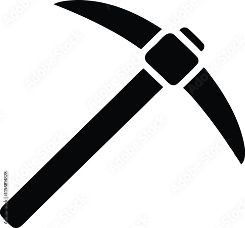 Pick axe icon vector, Mining axe silhouette vector illustration